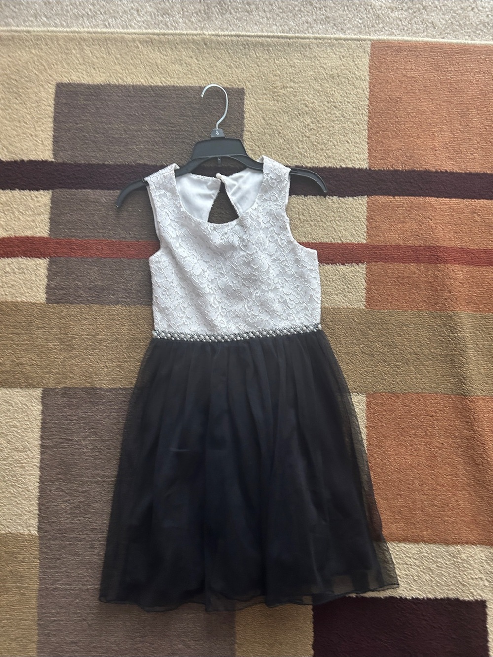 Speechless White Lace Bodice with Black Tulle Skirt Girls Dress